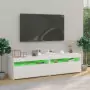 Mobili Porta TV con Luci LED 2 pz Bianco Lucido 75x35x40 cm