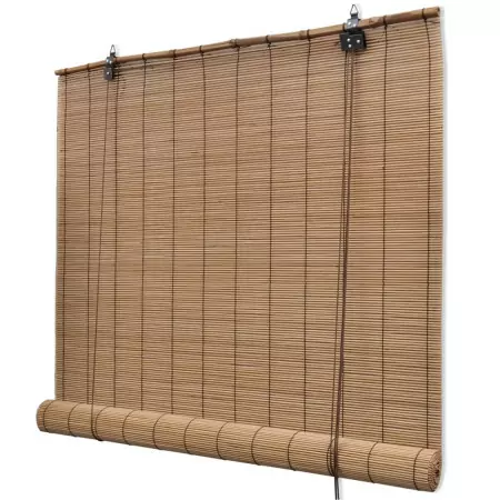 Tenda Avvolgibile Oscurante in Bambù 80x220 cm Marrone