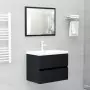 Mobile Bagno con Lavabo Integrato Nero in Truciolato