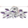 Lampada Soffitto Foglie Bianco e Viola Cristallo Acrilico 3xE14