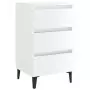 Comodino con Gambe in Metallo 2 pz Bianco Lucido 40x35x69 cm