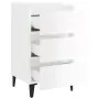 Comodino con Gambe in Metallo 2 pz Bianco Lucido 40x35x69 cm