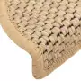 Tappeti Adesivi Scale Aspetto Sisal 15pz 56x20cm Beige Chiaro