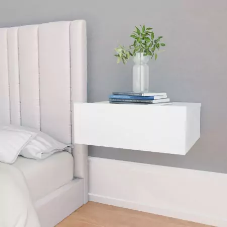 Comodini Pensili 2 pz Bianco 40x30x15 cm in Truciolato