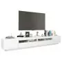 Mobile Porta TV con Luci LED Bianco Lucido 260x35x40 cm