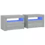 Comodini 2 pz con LED Grigio Sonoma 60x35x40 cm