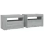 Comodini 2 pz con LED Grigio Sonoma 60x35x40 cm