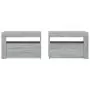 Comodini 2 pz con LED Grigio Sonoma 60x35x40 cm