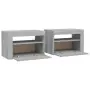 Comodini 2 pz con LED Grigio Sonoma 60x35x40 cm