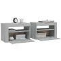 Comodini 2 pz con LED Grigio Sonoma 60x35x40 cm