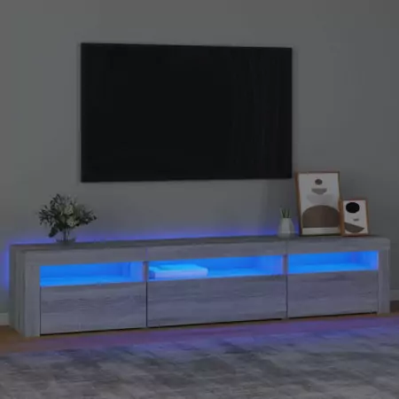 Mobile Porta TV con Luci LED Grigio Sonoma 195x35x40 cm