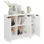 Credenza Bianco Lucido 90,5x30x70 cm in Legno Multistrato