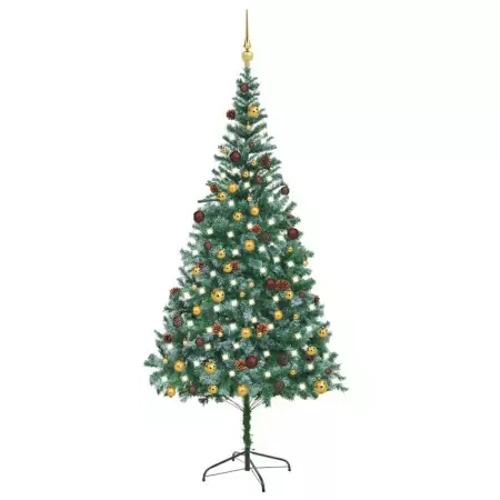 Set Albero Natale Artificiale con LED Palline e Pigne 210 cm