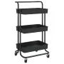 Carrello da Cucina 3 Ripiani Nero 42x25x83,5 cm Ferro e ABS