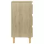 Comodino con Gambe in Legno Massello Rovere Sonoma 40x35x69cm