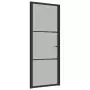 Porta Interna 83x201,5 cm Nero Opaco Vetro e Alluminio