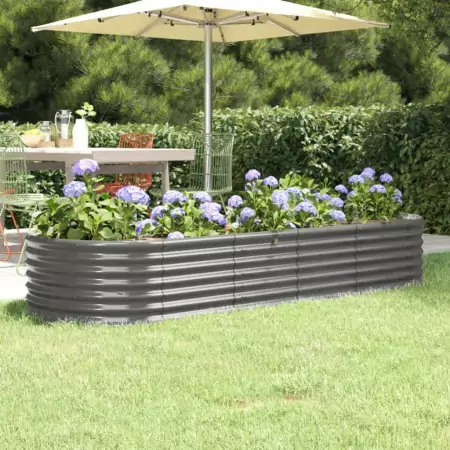 Vaso Giardino Acciaio Verniciato a Polvere 224x80x36 cm Grigio