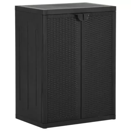 Armadio da Giardino Nero 65x45x88 cm in Rattan PP