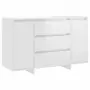 Credenza con 3 Cassetti Bianco Lucido 120x41x75cm in Truciolato