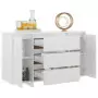 Credenza con 3 Cassetti Bianco Lucido 120x41x75cm in Truciolato