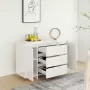 Credenza con 3 Cassetti Bianco Lucido 120x41x75cm in Truciolato