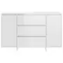 Credenza con 3 Cassetti Bianco Lucido 120x41x75cm in Truciolato