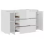 Credenza con 3 Cassetti Bianco Lucido 120x41x75cm in Truciolato