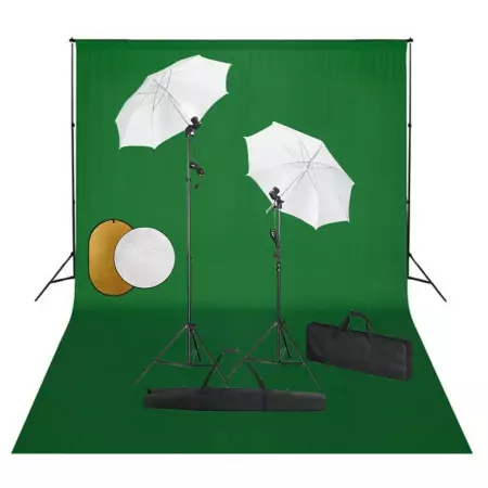 Kit Studio Fotografico con Luci Ombrelli Fondale e Riflettore