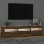 Mobile Porta TV con Luci LED Rovere Fumo 180x35x40 cm