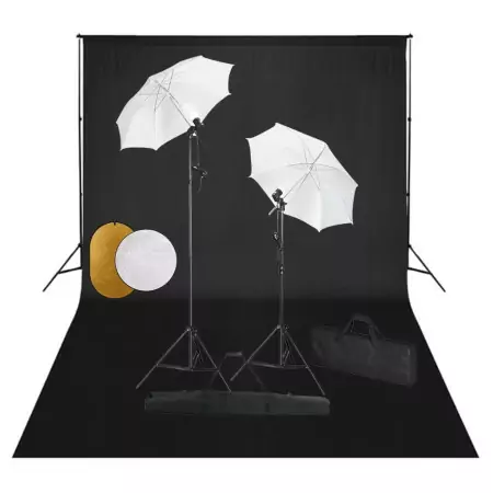 Kit Studio Fotografico con Luci Ombrelli Fondale e Riflettore