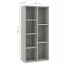 Libreria Grigio Cemento 50x25x106 cm in Truciolato