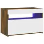 Mobile Porta TV con Luci LED Rovere Fumo 60x35x40 cm