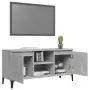 Mobile TV con Gambe in Metallo Grigio Cemento 103,5x35x50 cm