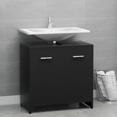 Armadio da Bagno Nero 60x33x61 cm in Truciolato