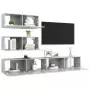 Set Porta TV 4 pz Grigio Cemento in Truciolato