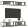 Mobili TV 4 pz Grigio Cemento 100x30x30 cm in Truciolato