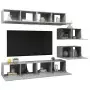 Set Porta TV 6 pz Grigio Cemento in Truciolato