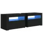 Comodini 2 pz con LED Neri 60x35x40 cm