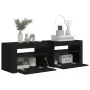 Comodini 2 pz con LED Neri 60x35x40 cm