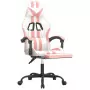 Sedia da Gaming con Poggiapiedi Bianco e Rosa in Similpelle