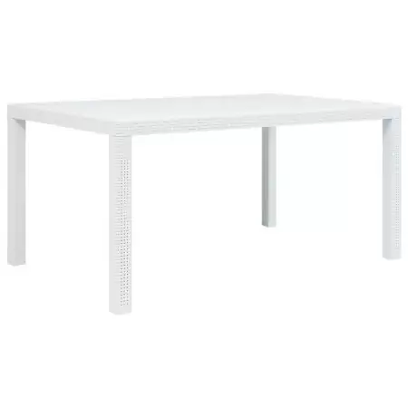 Tavolo da Giardino Bianco 150x90x72 cm in Plastica Stile Rattan
