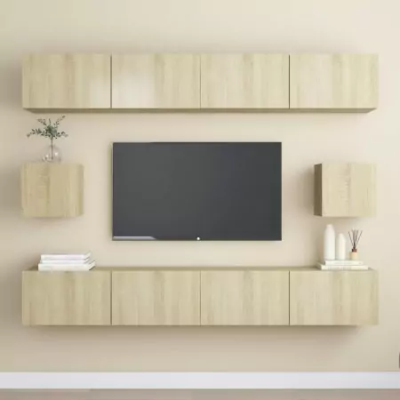 Set Mobili TV 6 pz Rovere Sonoma in Truciolato