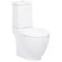 Vaso WC in Ceramica da Bagno Rotondo Base con Scarico Bianco