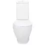 Vaso WC in Ceramica da Bagno Rotondo Base con Scarico Bianco