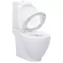 Vaso WC in Ceramica da Bagno Rotondo Base con Scarico Bianco