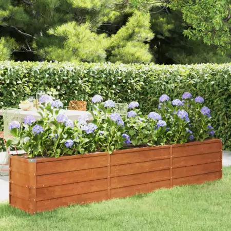 Fioriera da Giardino Grigia 240x40x45 cm Acciaio Corten