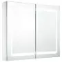 Armadietto Bagno con Specchio e LED 80x12,2x68 cm