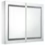 Armadietto Bagno con Specchio e LED 80x12,2x68 cm