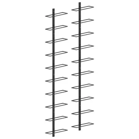Portavini da Parete per 20 Bottiglie 2 pz Nero in Metallo