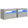 Comodini 2 pz con LED Grigio Cemento 60x35x40 cm